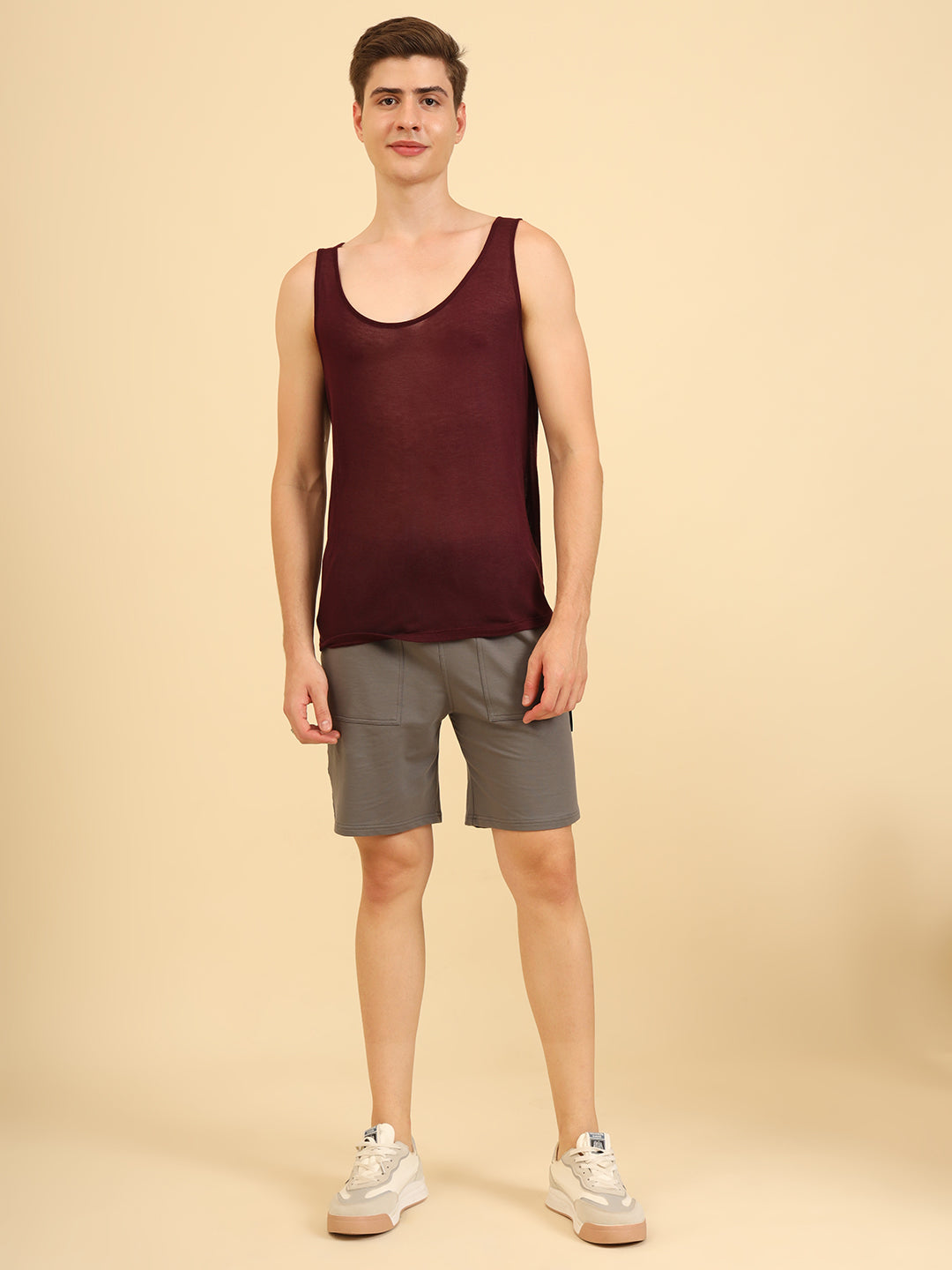 Flexy Feel Comfy Light Sleeveless Sando Maroon